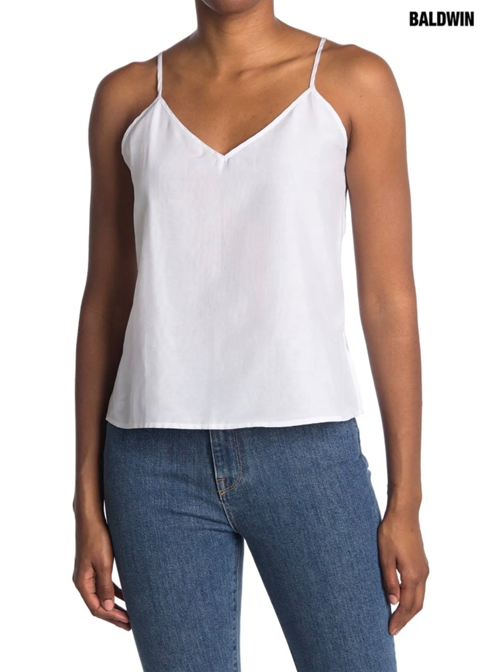 BALDWIN WOMEN NWT QUINN SLEEVELESS COTTON/SILK OPTIC WHITE TANK TOP. SIZE M